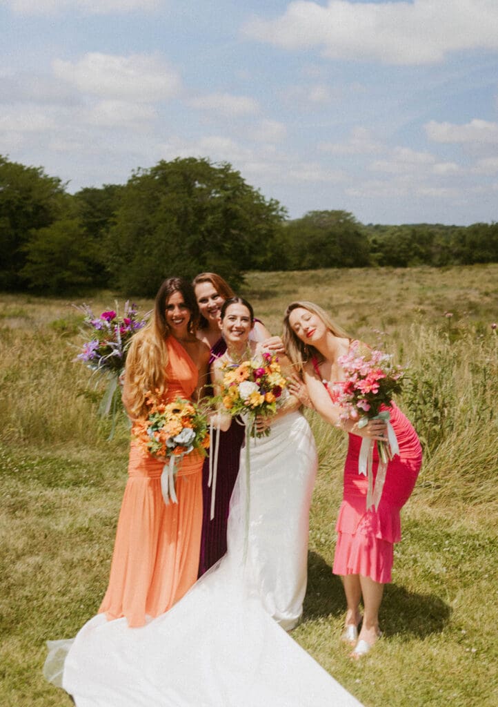 colorful bride and bridesmaids