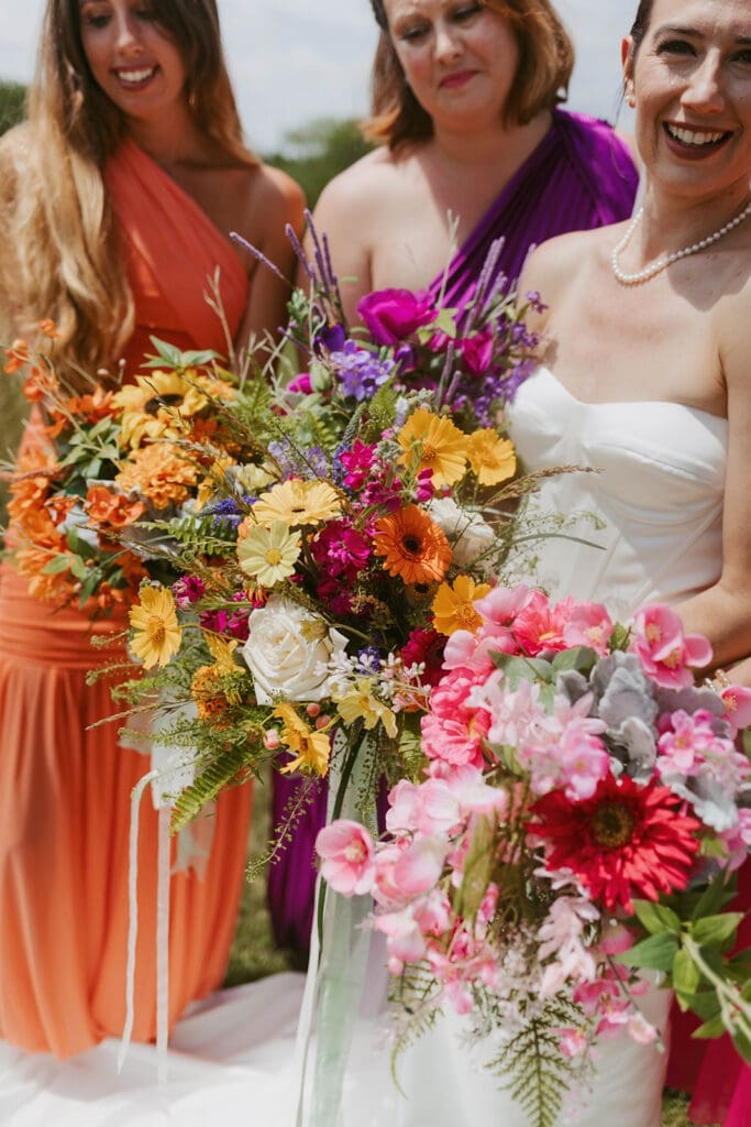 colorful bride and bridesmaids