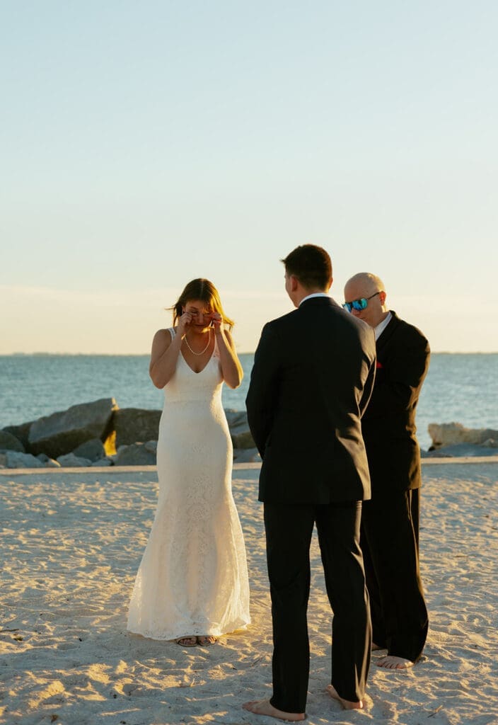 candid wedding ceremony moments on the beach in central florida