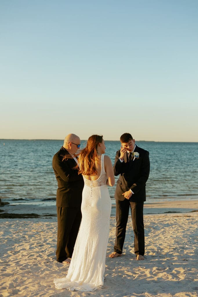 candid wedding ceremony moments on the beach in central florida