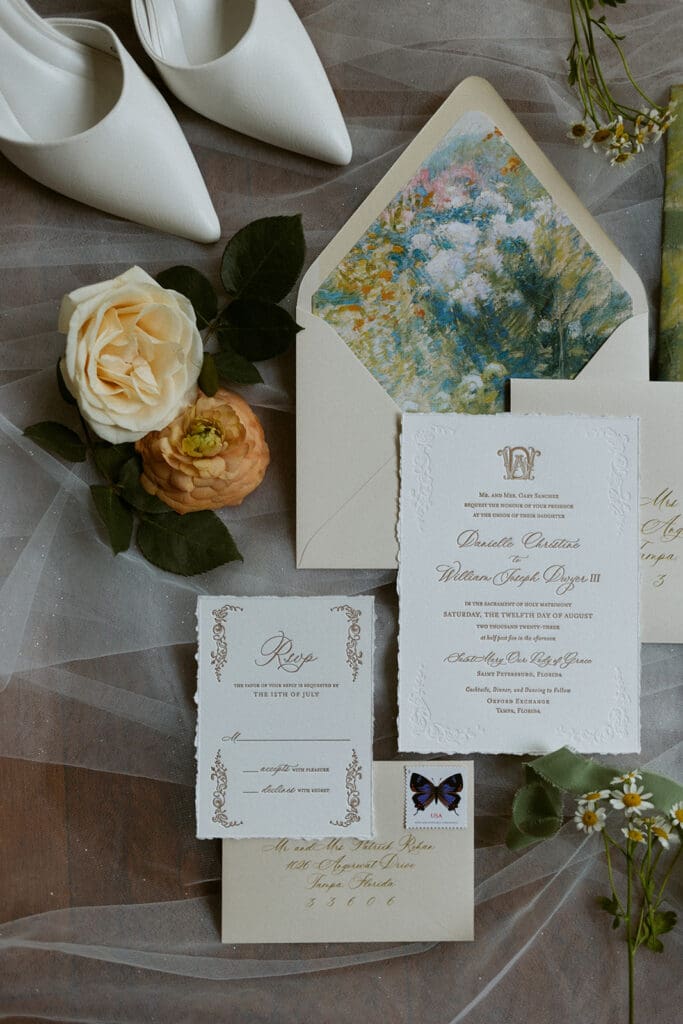 elegant wedding detail flatlay