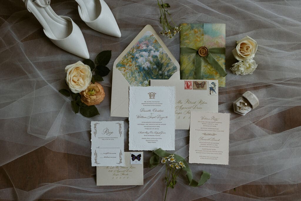 elegant wedding detail flatlay