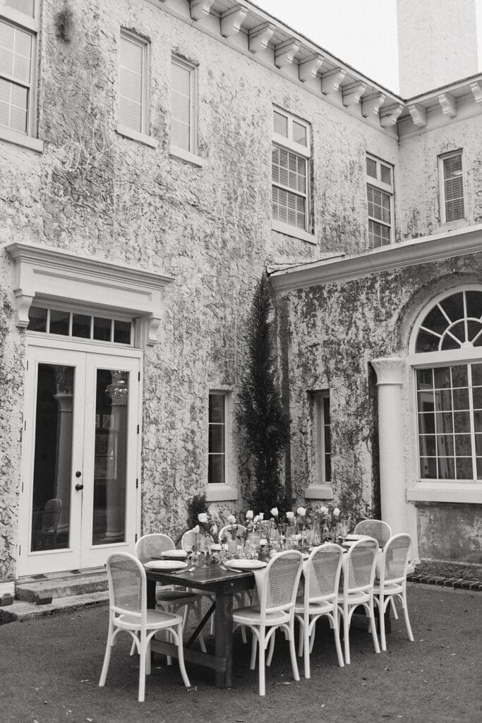 intimate micro wedding reception setup at the lakeside lawn at bella cosa