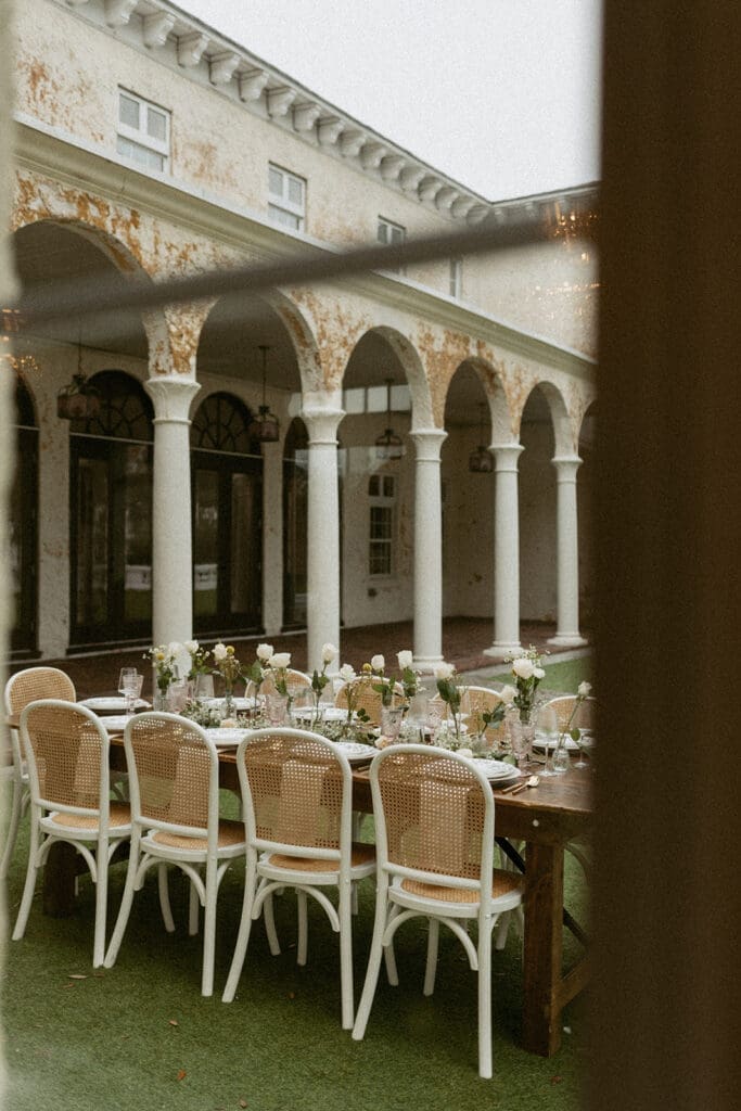 intimate micro wedding reception setup at the lakeside lawn at bella cosa