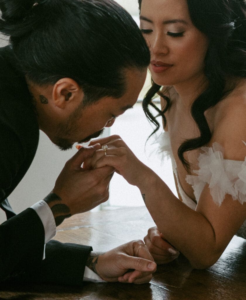 bride and groom at the ballroom in bella cosa