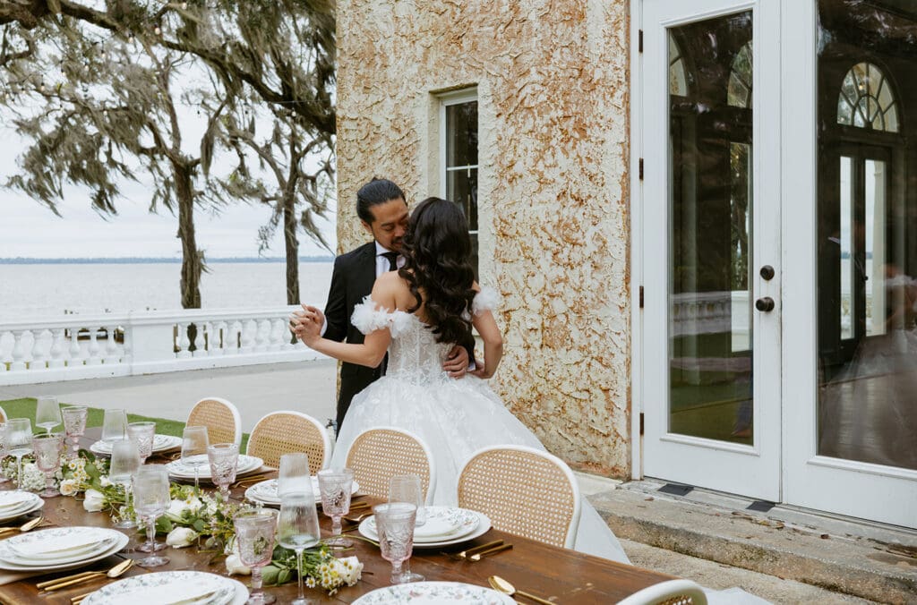 intimate micro wedding reception setup at the lakeside lawn at bella cosa