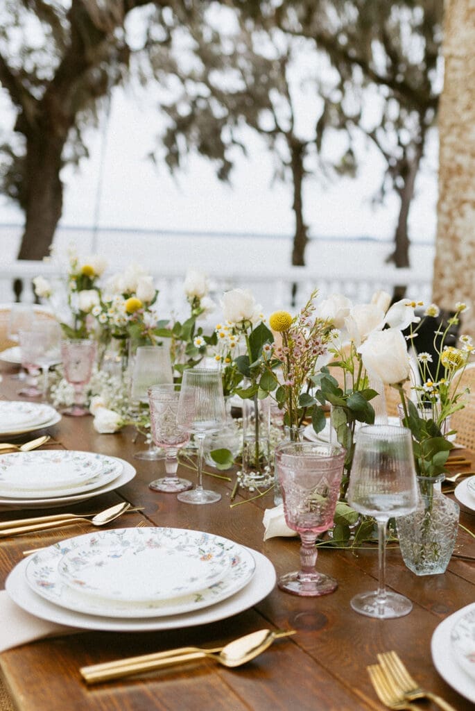 intimate micro wedding reception setup at the lakeside lawn at bella cosa