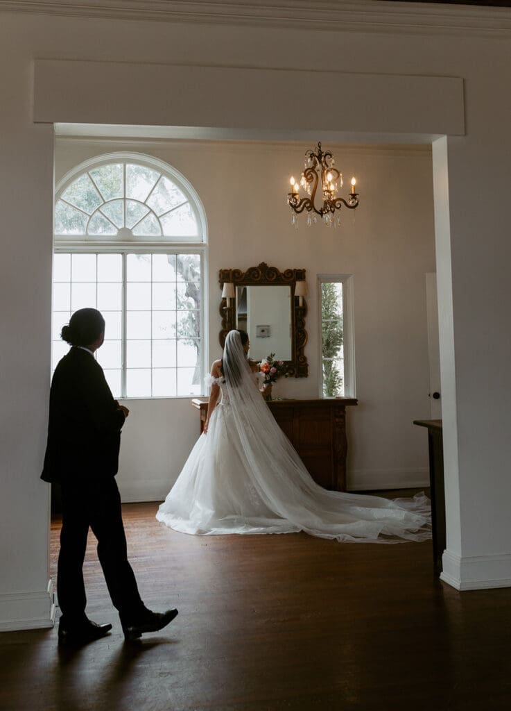 bride and groom at the ballroom in bella cosa