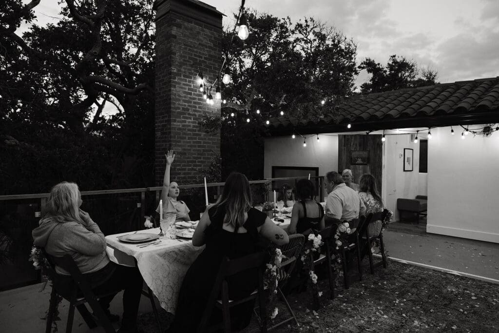 intimate elopement reception with closest loved ones at the airbnb