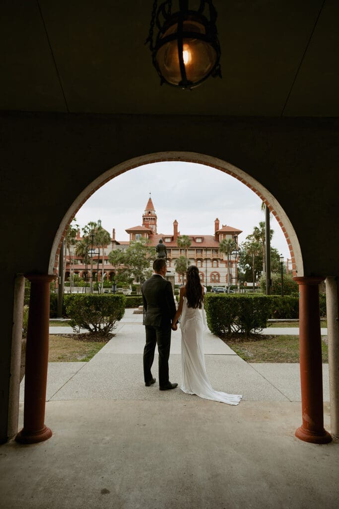 romantic bride and groom moments downtown in st augustine florida