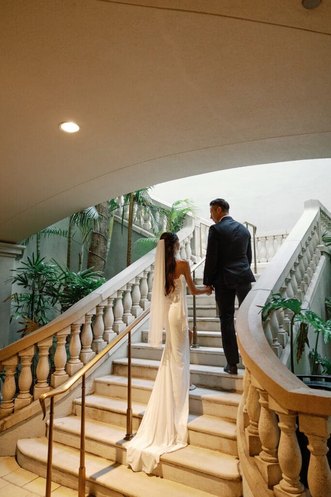 romantic st augustine elopement in front of european inspired architecture