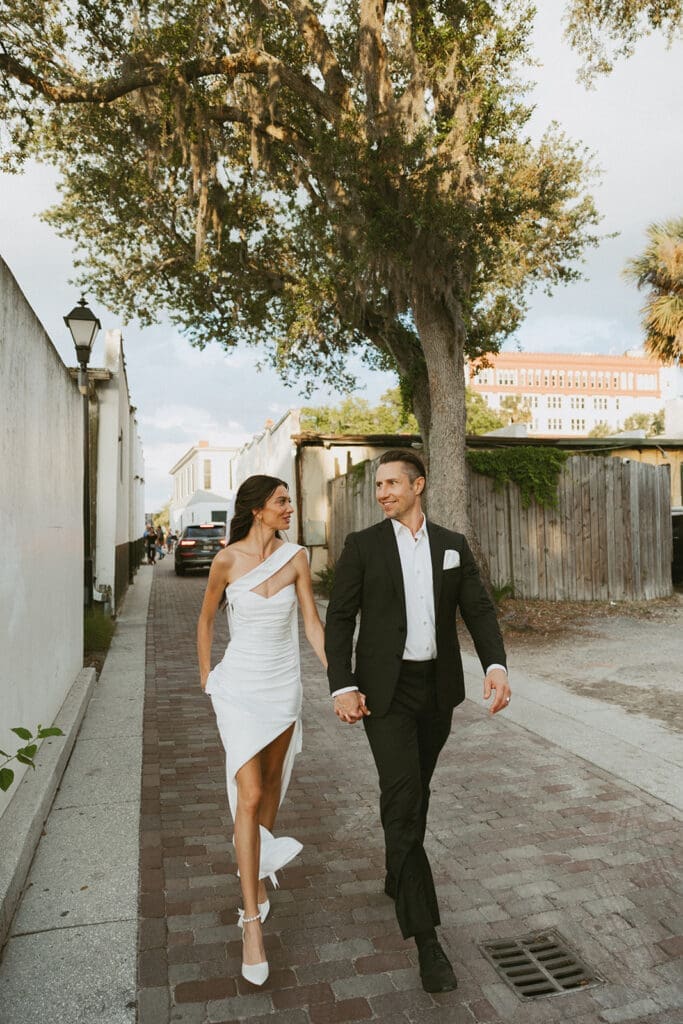 romantic st augustine elopement in front of european inspired architecture