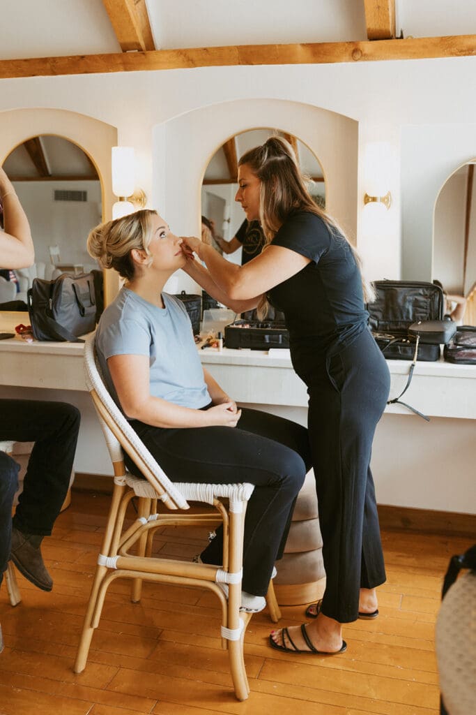 bride getting ready at the bridal suite