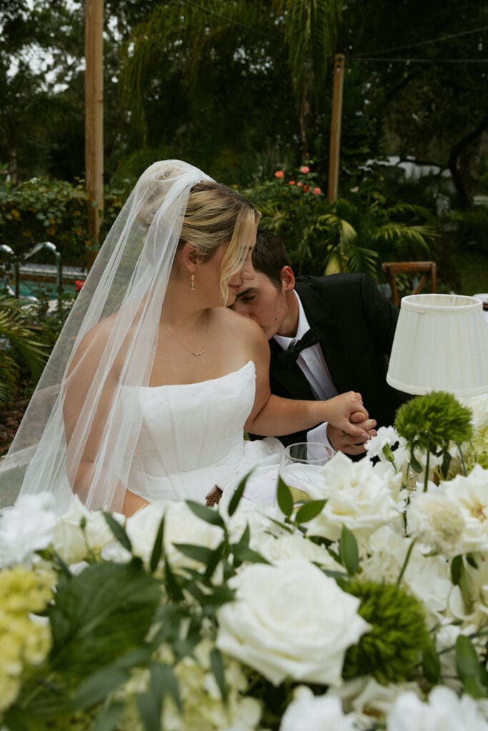 bride and groom during their outdoor uliana estate wedding reception