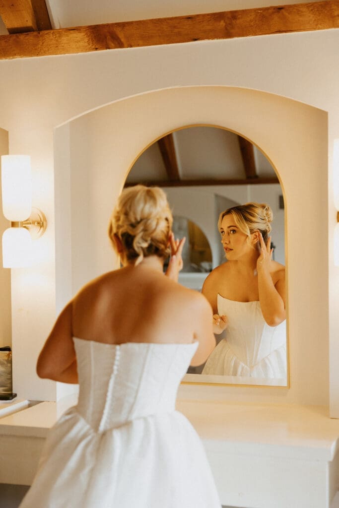 bride getting ready at the bridal suite